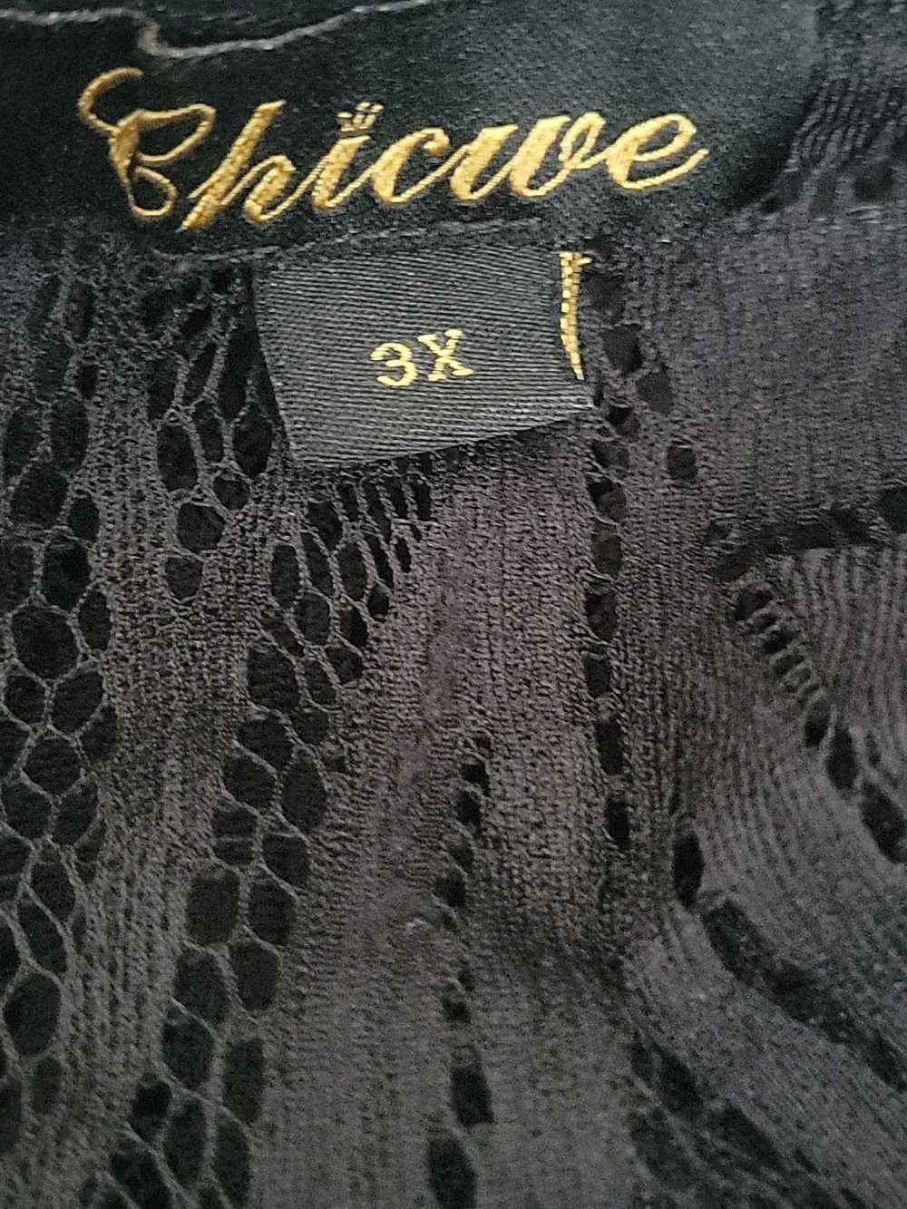 Black Lace Swim Cover Top 3X